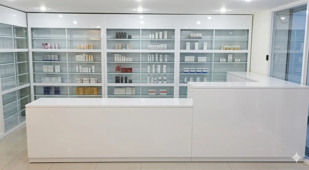 Tủ Quầy Thuốc Tây Nhôm Kính