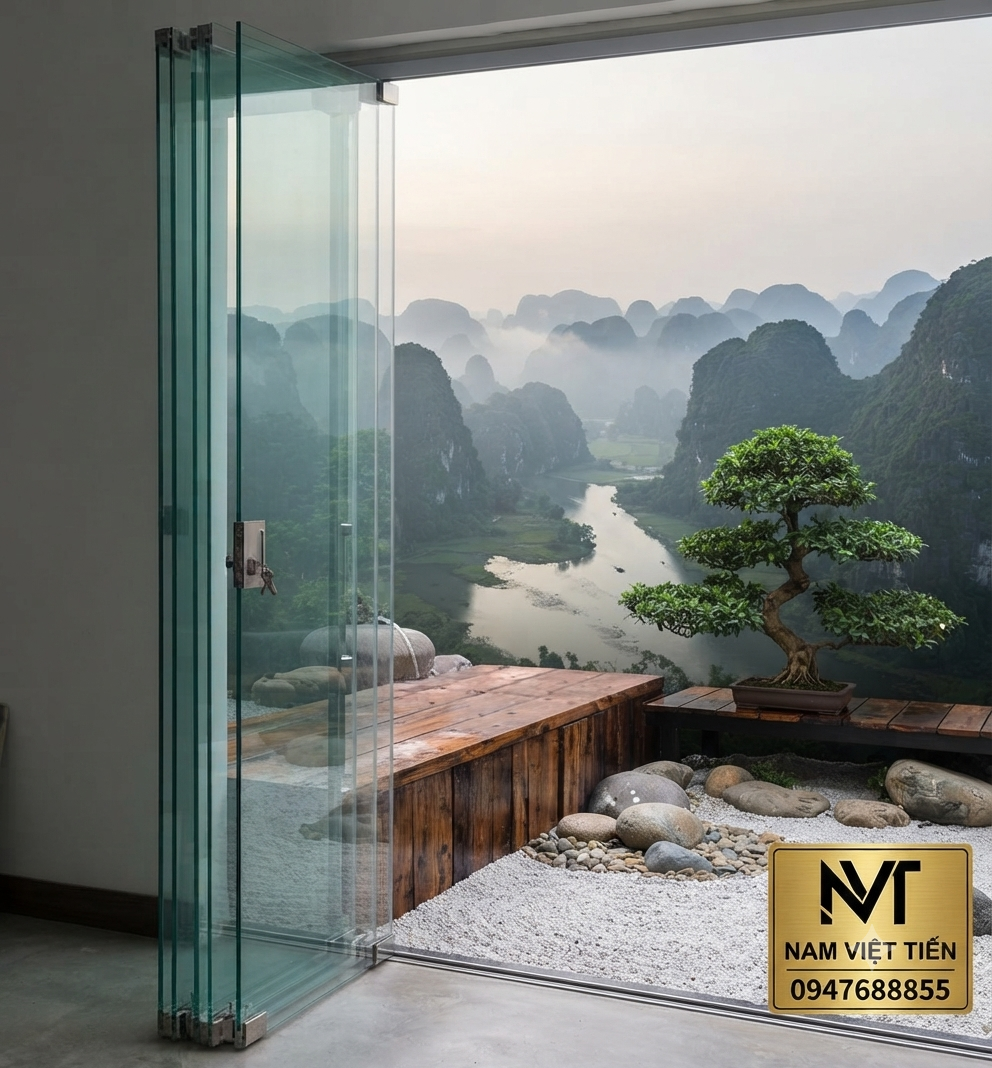 Cửa kính lùa ngăn phòng hiện đại