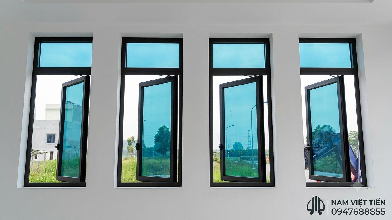 cửa nhôm xingfa hệ 55 mở quay hiện đại mẫu cửa nhôm xingfa đẹp cho nhà phố