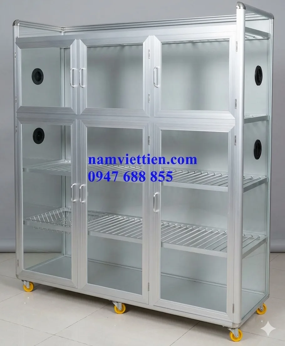 Tủ chén bát nhôm kính