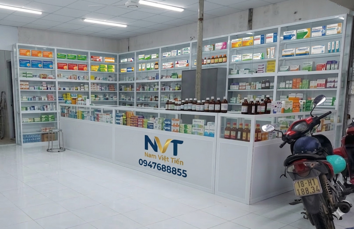 quầy thuốc nhôm kính bền đẹp