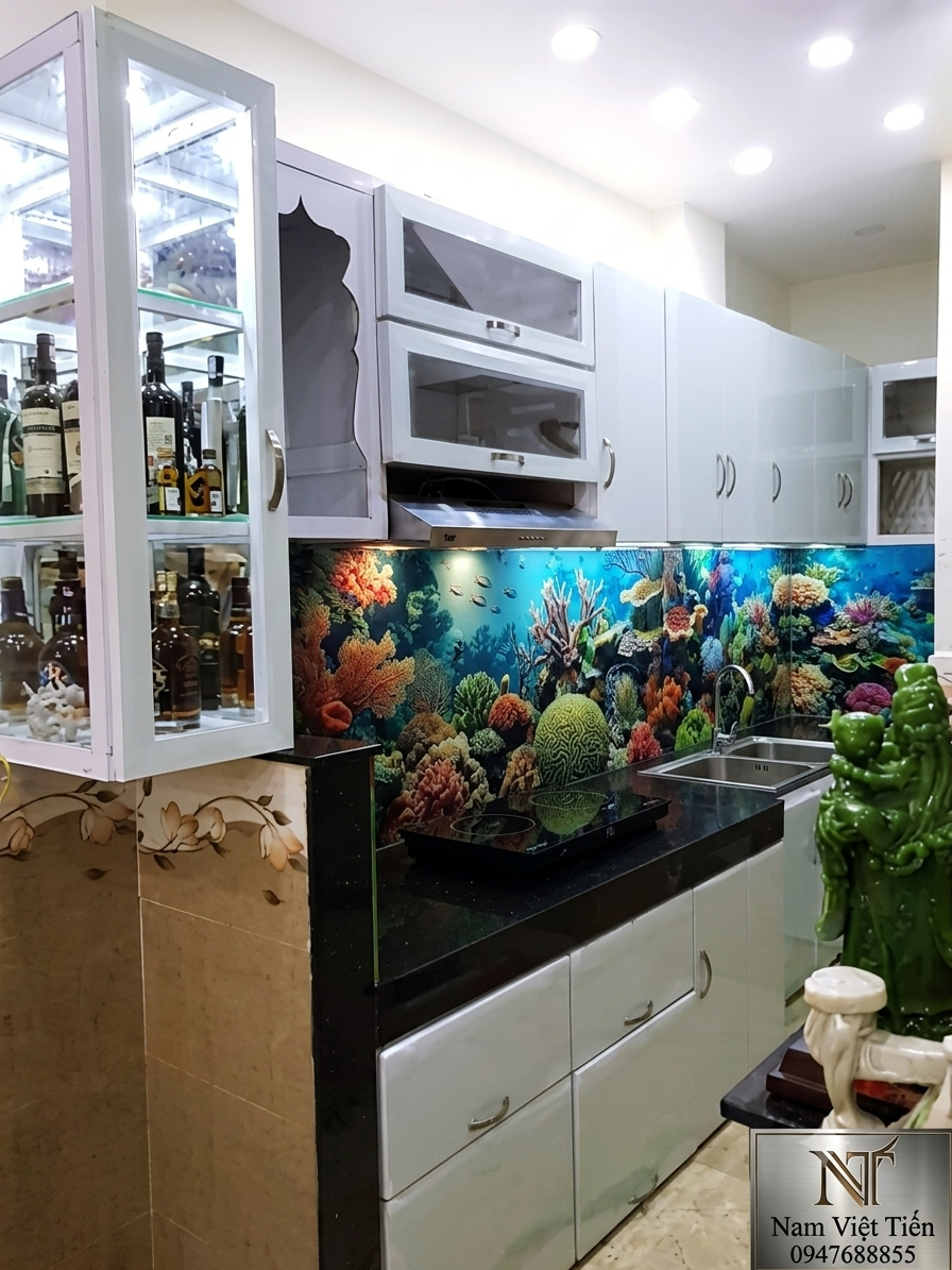 Tủ bếp nhôm kính cường lực cao cấp bền đẹp