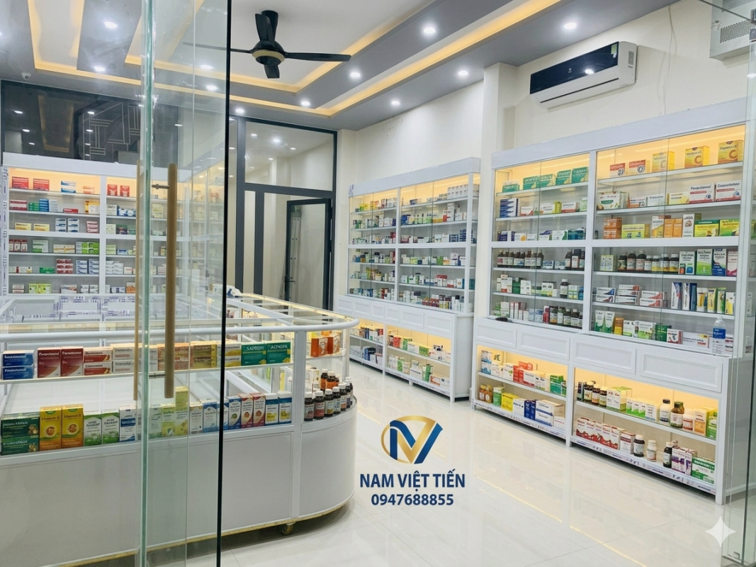 tủ quầy thuốc tây nhôm kính đẹp