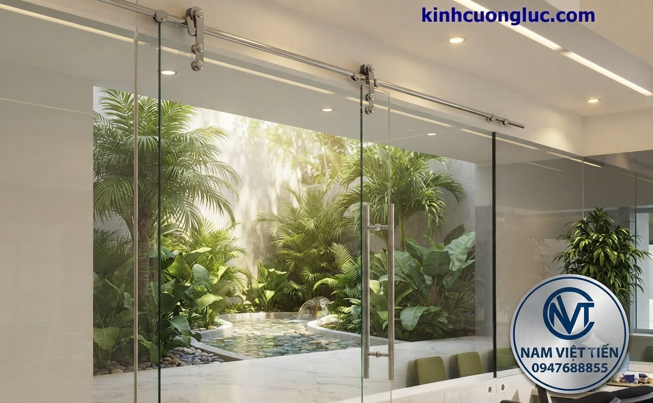 Mẫu cửa kính lùa đẹp cho cửa hàng kinh doanh