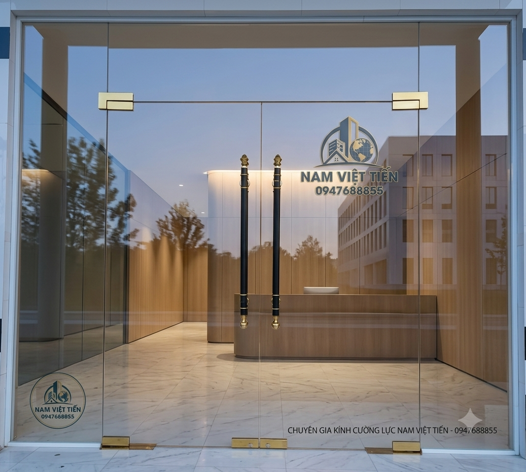 Cửa kính thủy lực cho showroom hiện đại