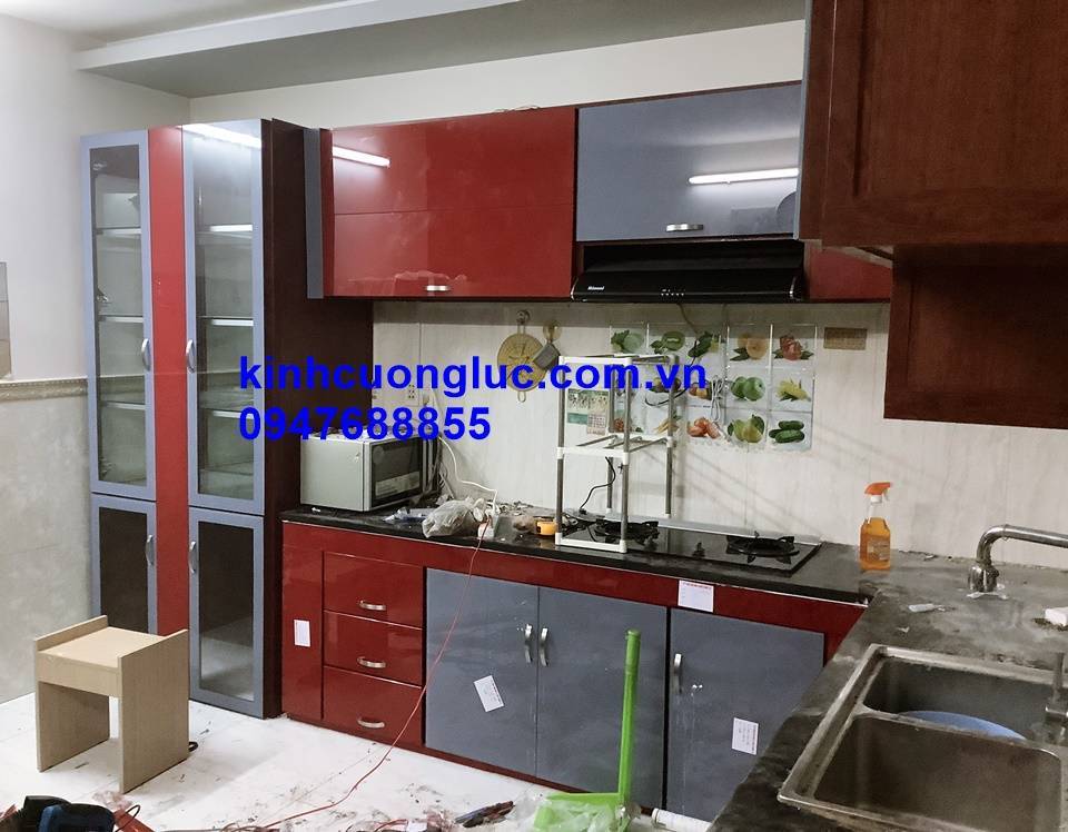 Làm Tủ Bếp Nhôm Kính biên hòa