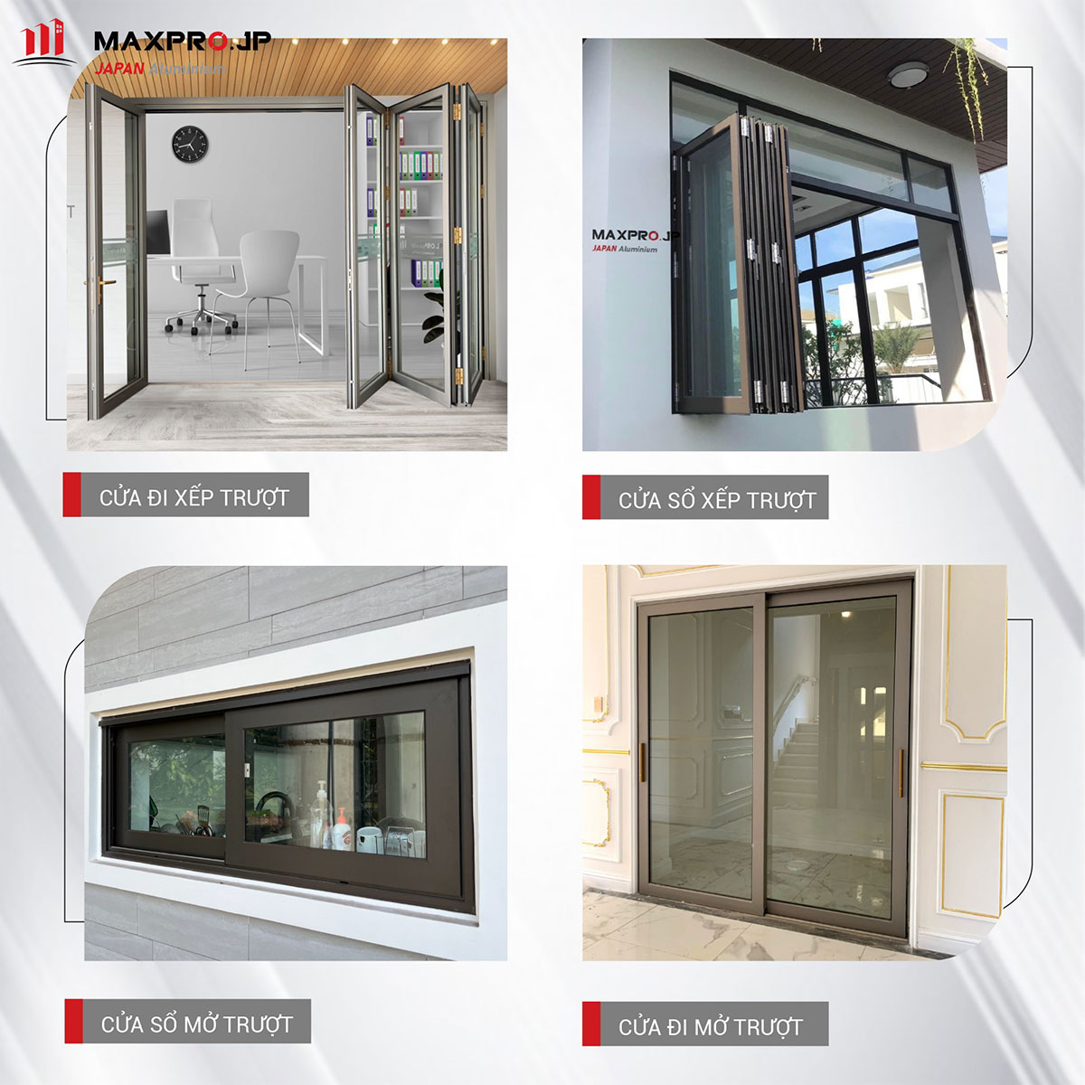 Mẫu cửa nhôm Maxpro màu ghi xám được ưa chuộng
