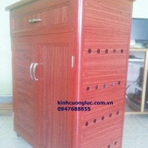 Tủ kệ giày dép nhôm vân gỗ đỏ có ngăn kéo phía trên và lỗ thông gió