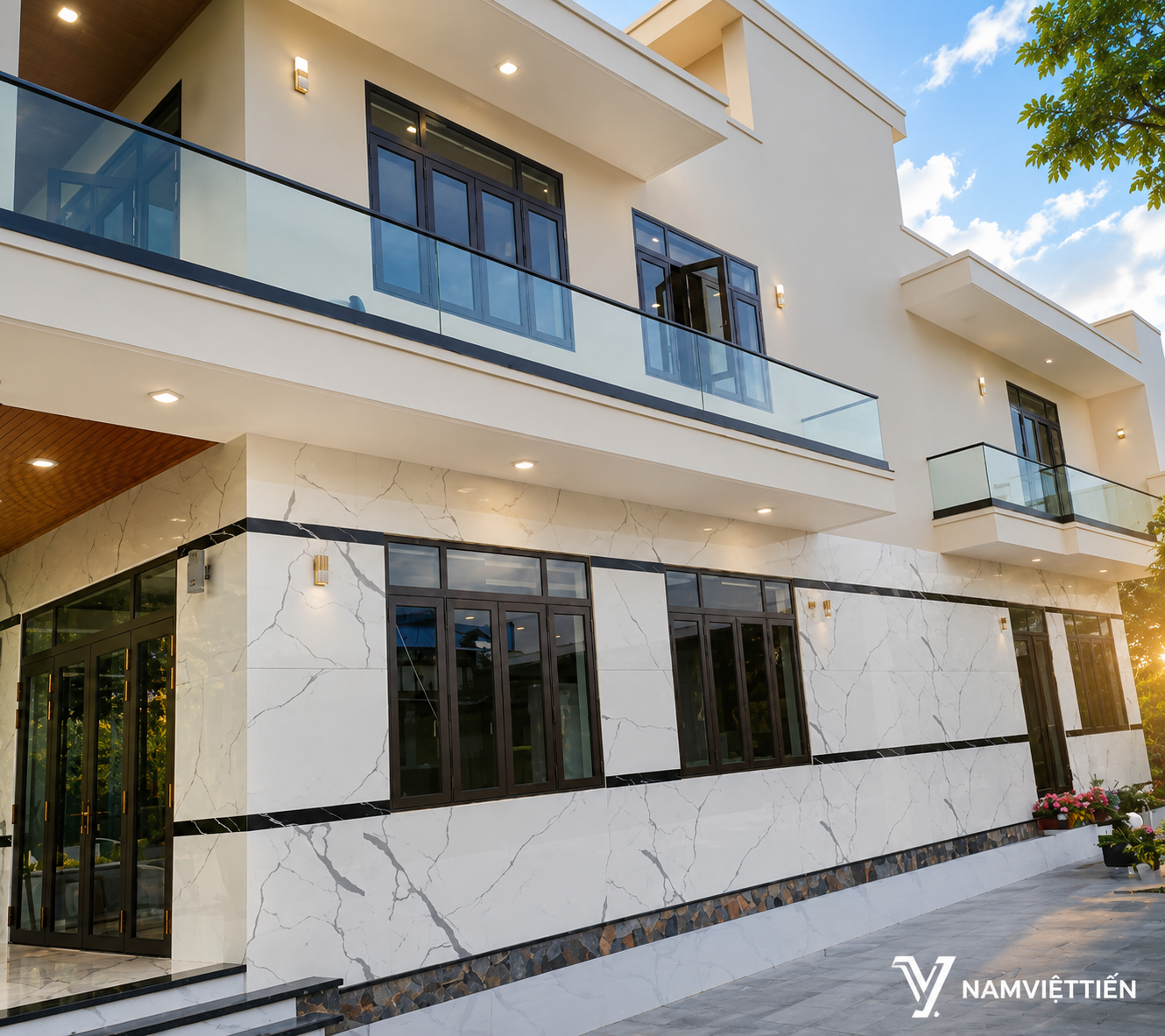 mẫu lan can kính đẹp tổng quan