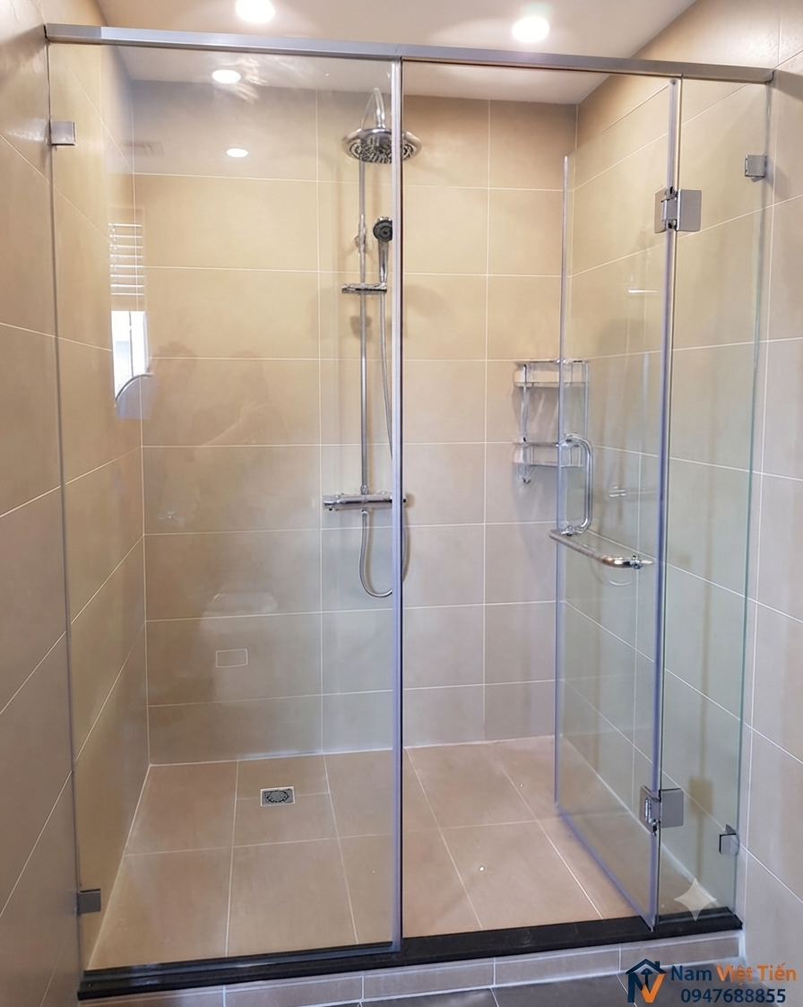 Báo giá chính xác phòng tắm kính cửa lùa