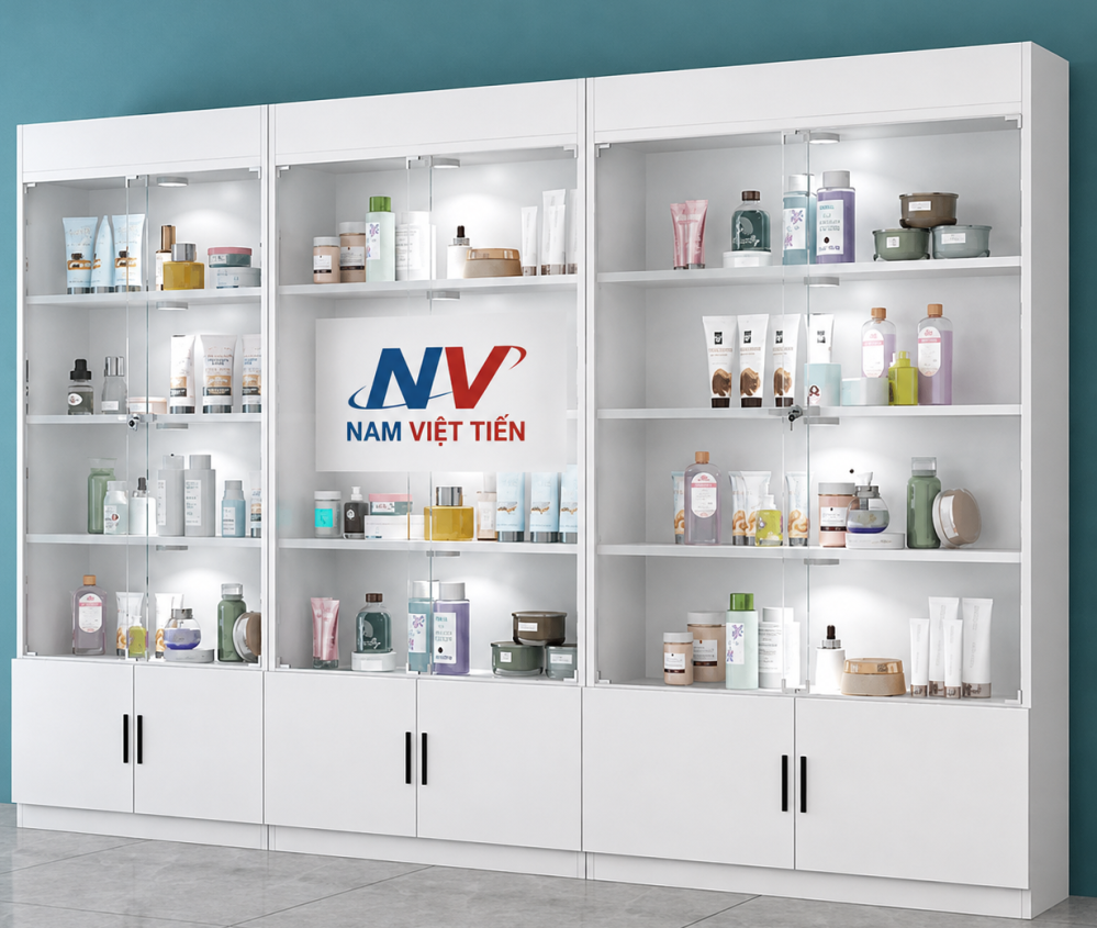 Mẫu tủ mỹ phẩm màu trắng hiện đại