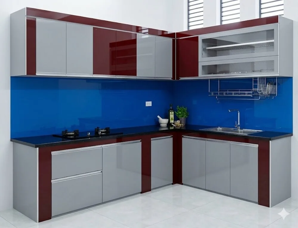 Mẫu Tủ Bếp Nhôm Kính Đẹp Hiện Đại