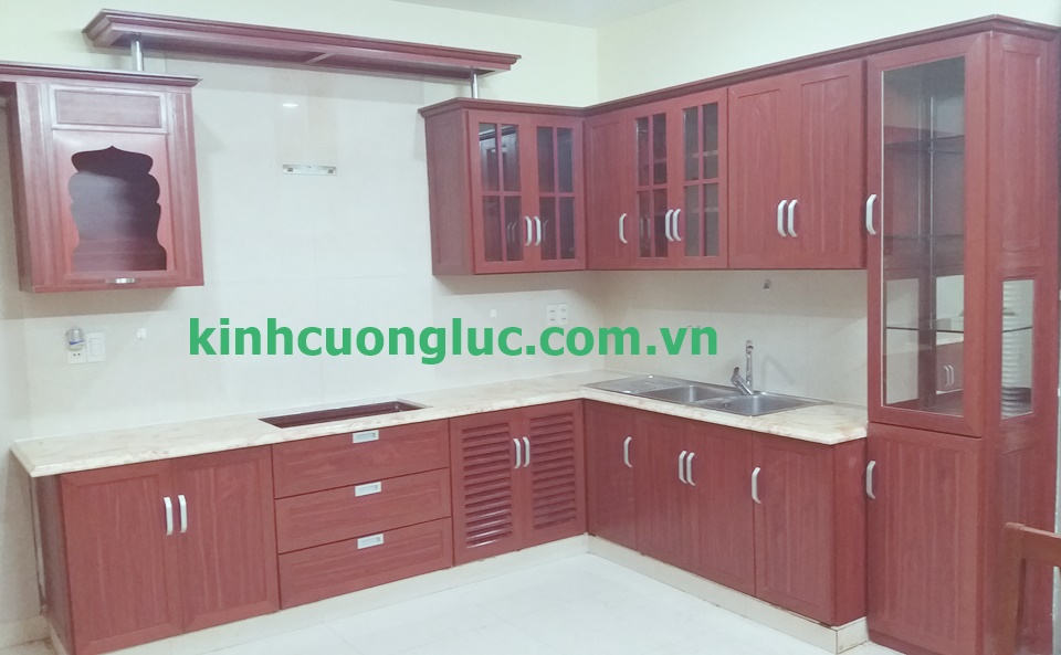 tủ bếp bằng nhôm kính đẹp