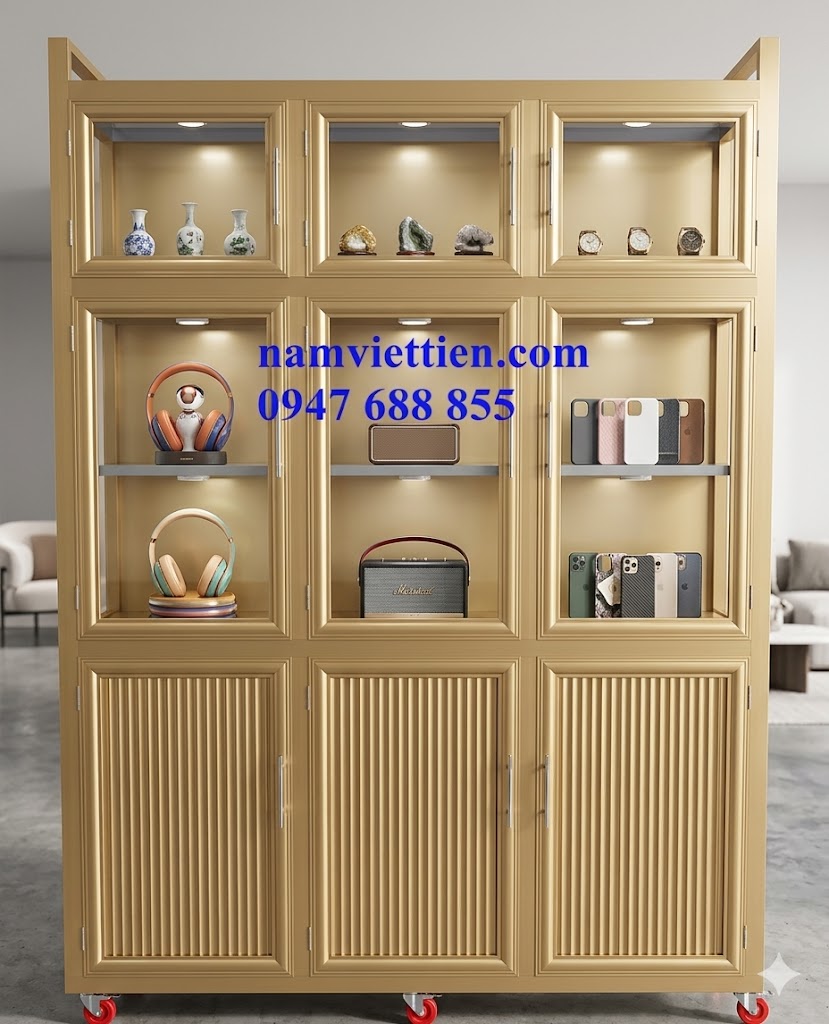 Tủ đựng chén nhôm kính cường lực cao cấp