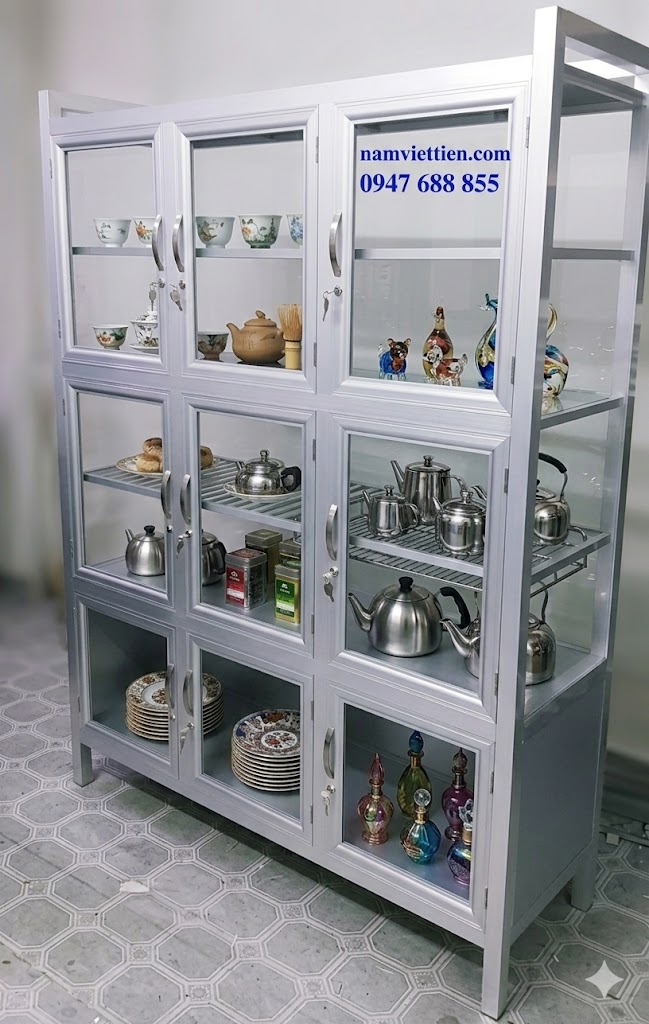 Tủ đựng chén nhôm kính cường lực cao cấp