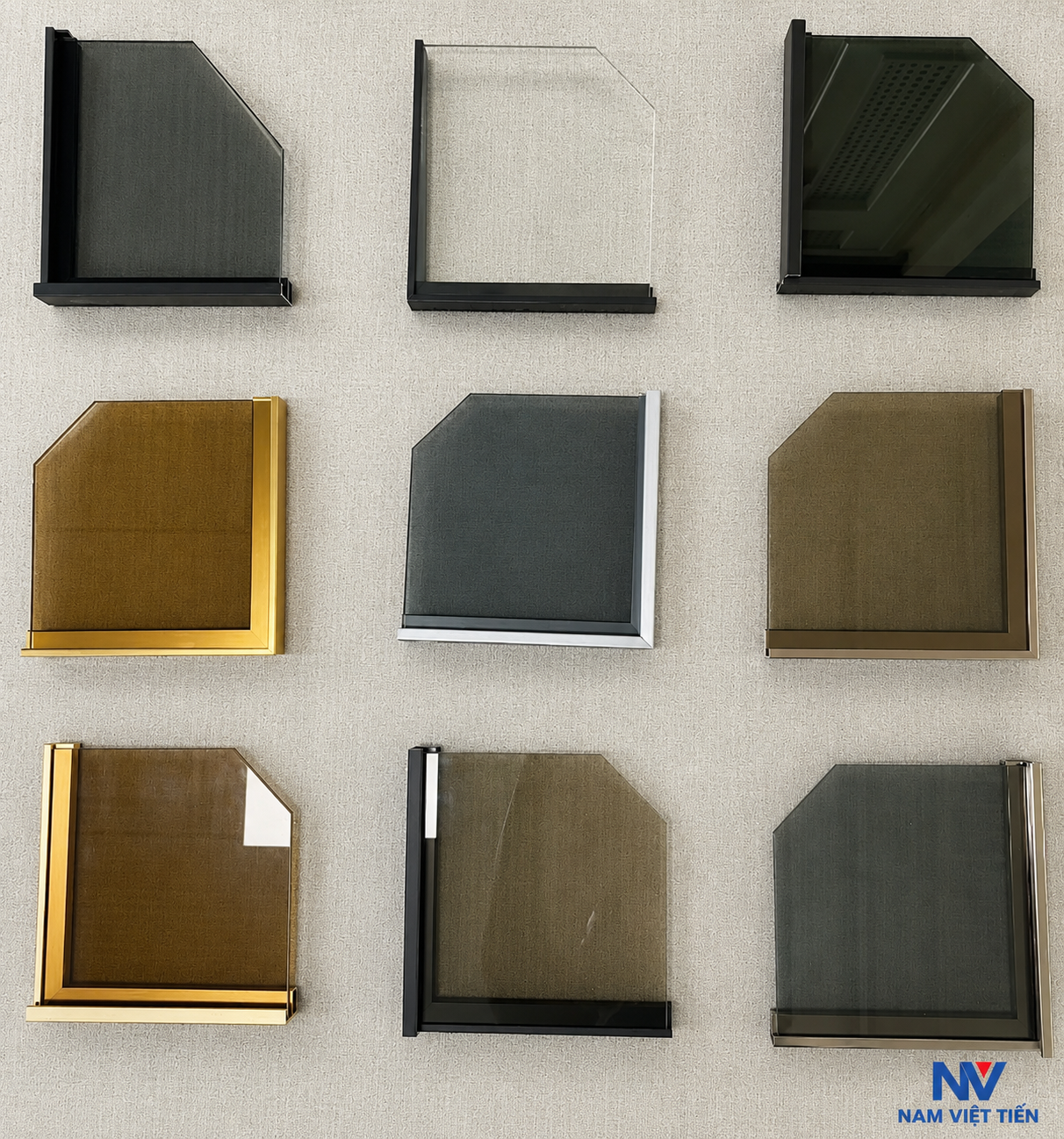Bảng mẫu kính khung nhôm tủ áo cửa lùa