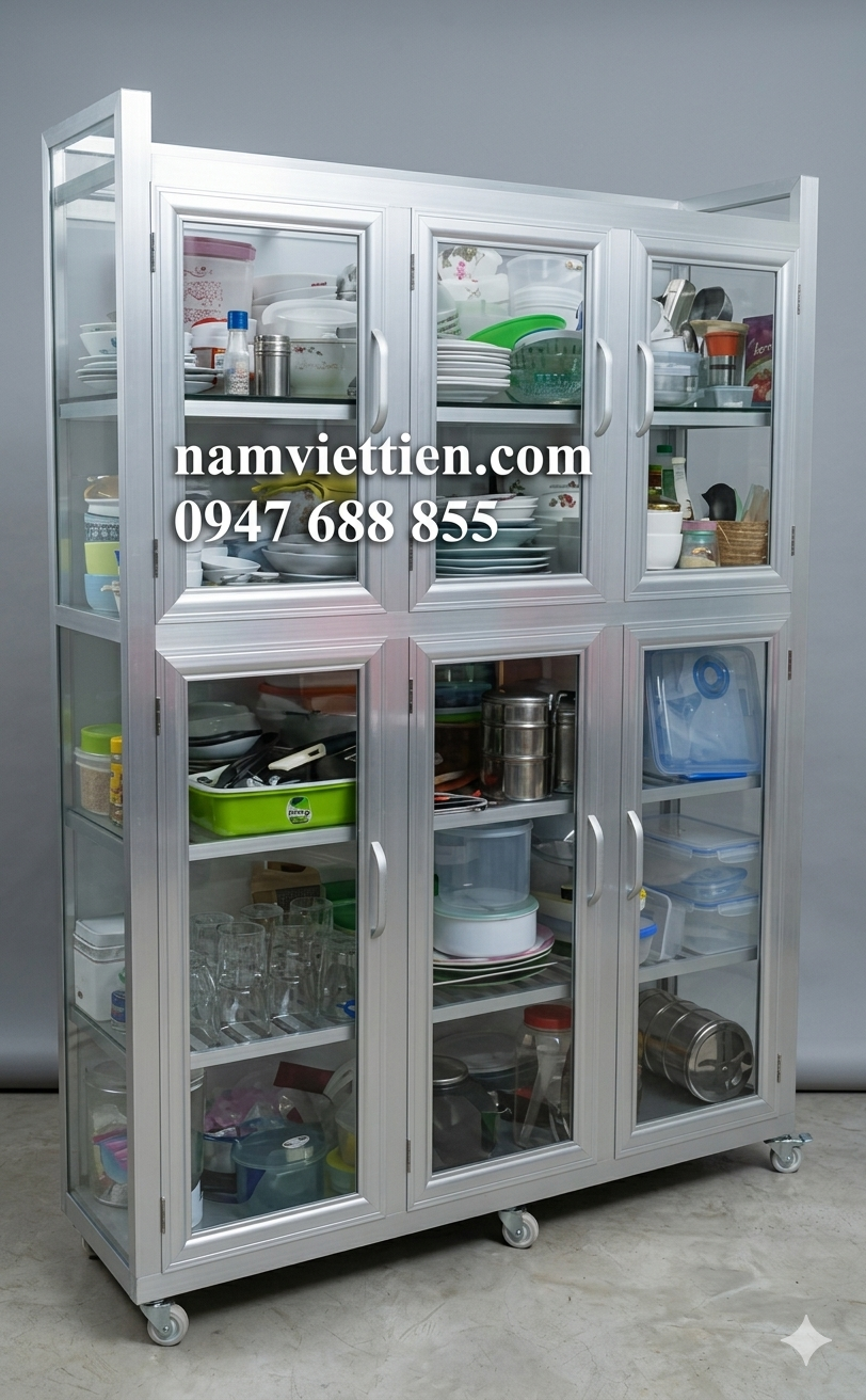 tủ chén nhôm kính xingfa cao cấp
