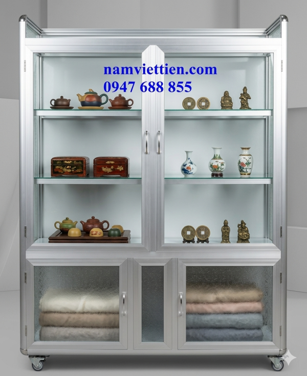 Tủ chén nhôm kính Tủ nhôm đựng chén dĩa