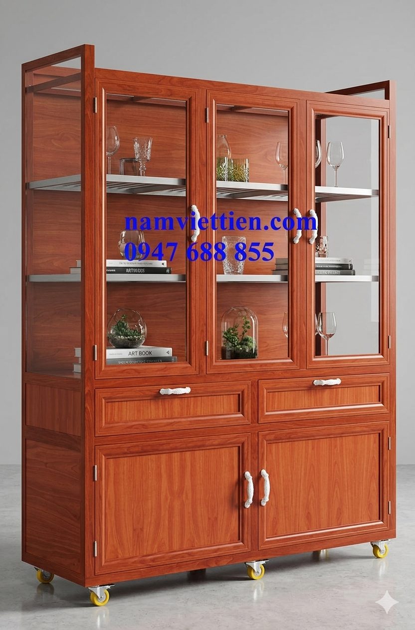 Tủ Nhôm Kính Cao Cấp Vân Gỗ