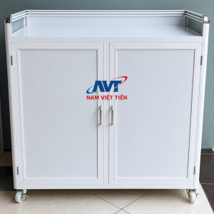 Tủ nhôm màu trắng hai cánh cửa kín
