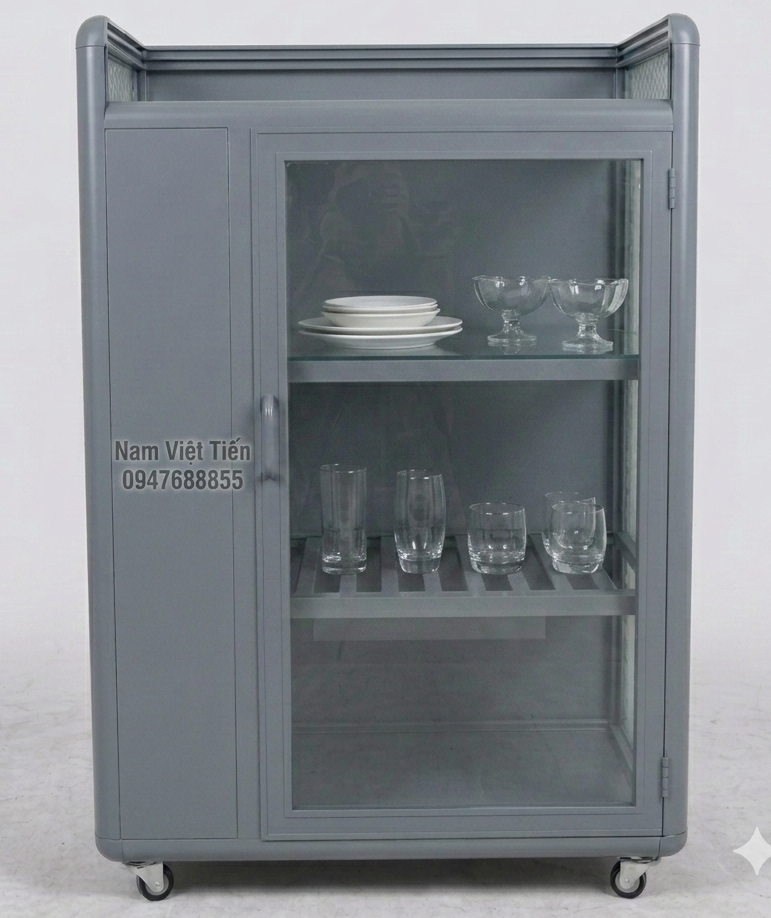 Tủ chén nhôm kính Xingfa nhỏ gọn một cánh