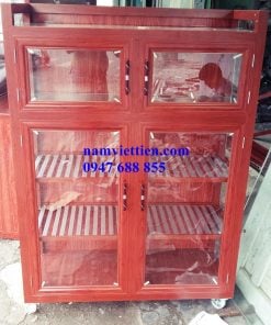 Tủ chén bát nhôm kính