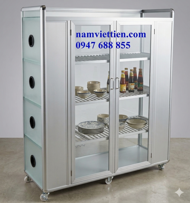 bán tủ chén nhôm kính Báo giá tủ chén bát nhôm kính