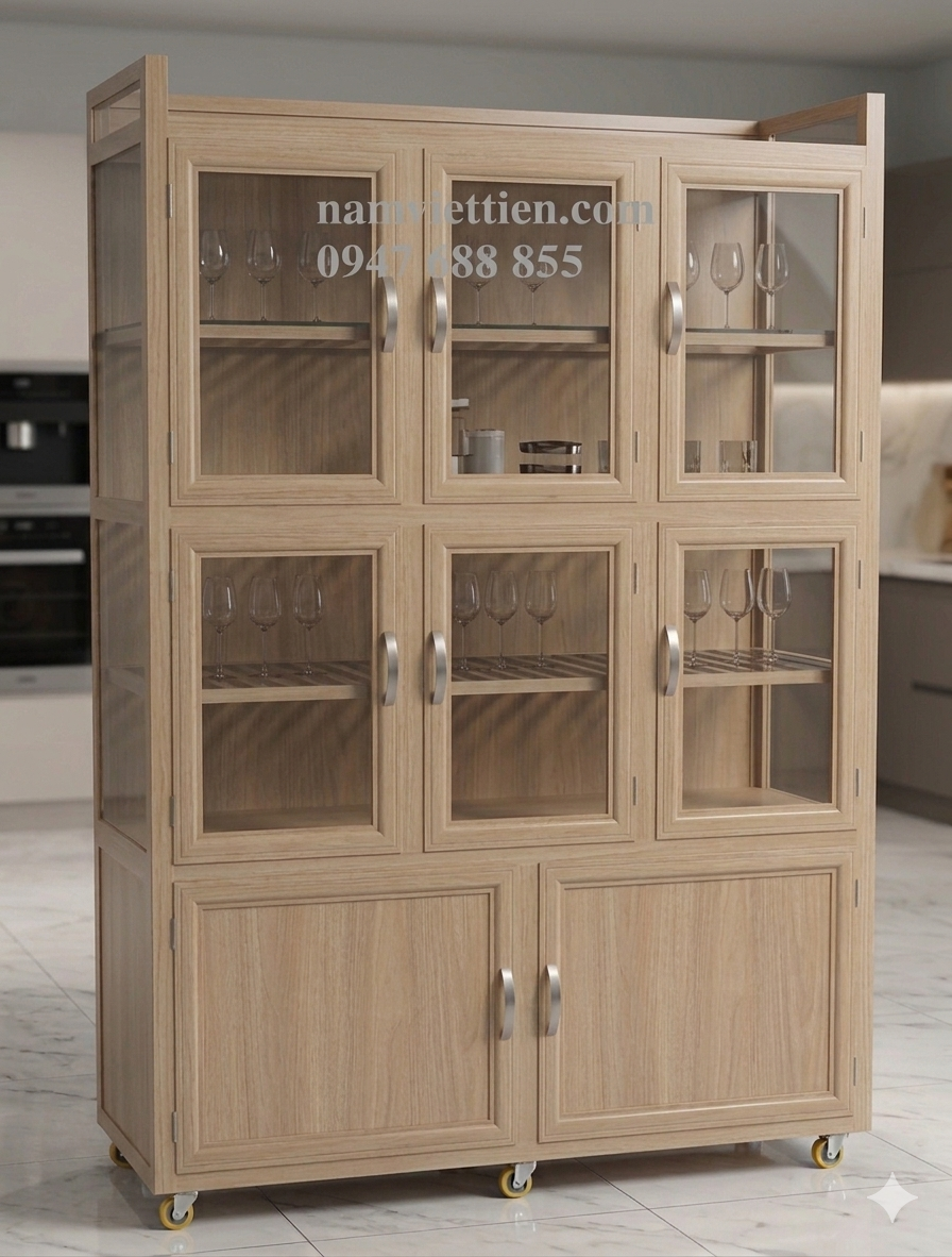 Những Mẫu Tủ Chén Nhôm Kính