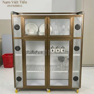 Tủ chén bát nhôm kính