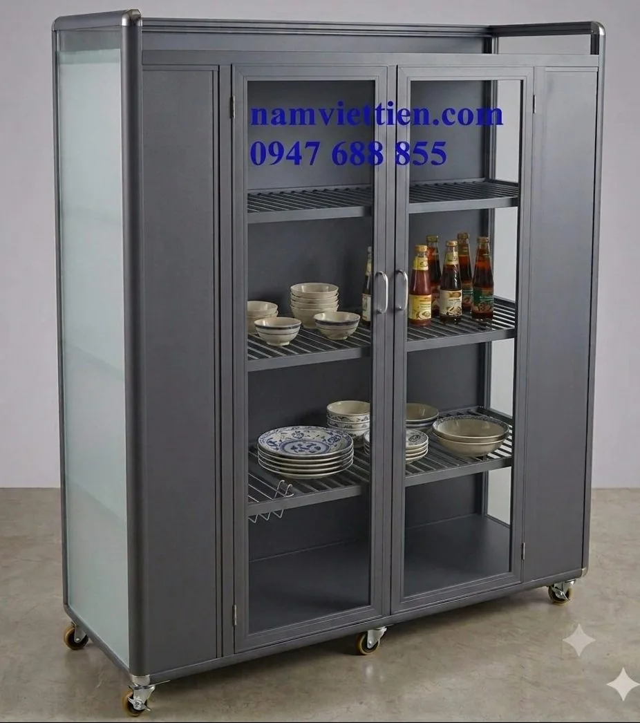 Tủ chén nhôm kính giá rẻ TPHCM