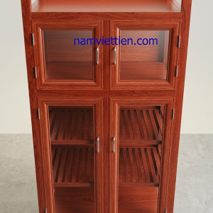 Tủ chén nhôm kính giả gỗ