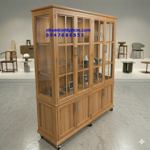 Tủ Chén Nhôm Kính Vân Gỗ - Ảnh 3