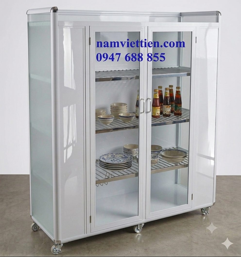 Tủ chén nhôm kính giá rẻ đựng chén