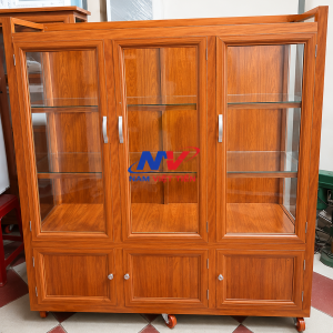 Tủ Chén Nhôm Kính Vân Gỗ - Ảnh 6