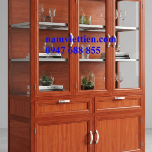 Tủ Chén Nhôm Kính Vân Gỗ