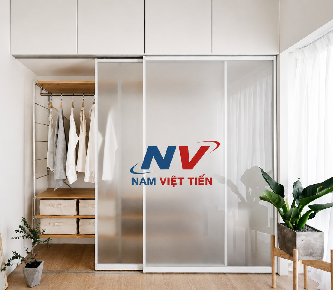 Tủ áo nhôm kính cửa lùa âm tường thực tế
