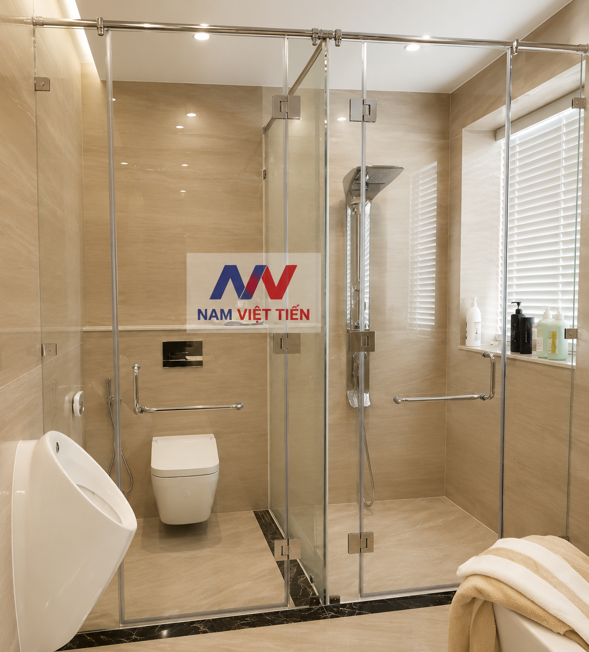 Phụ kiện phòng tắm kính cho không gian rộng