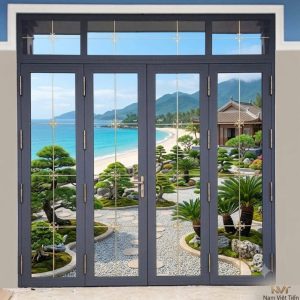 Cửa sổ nhôm Xingfa khung đen với song chắn trang trí