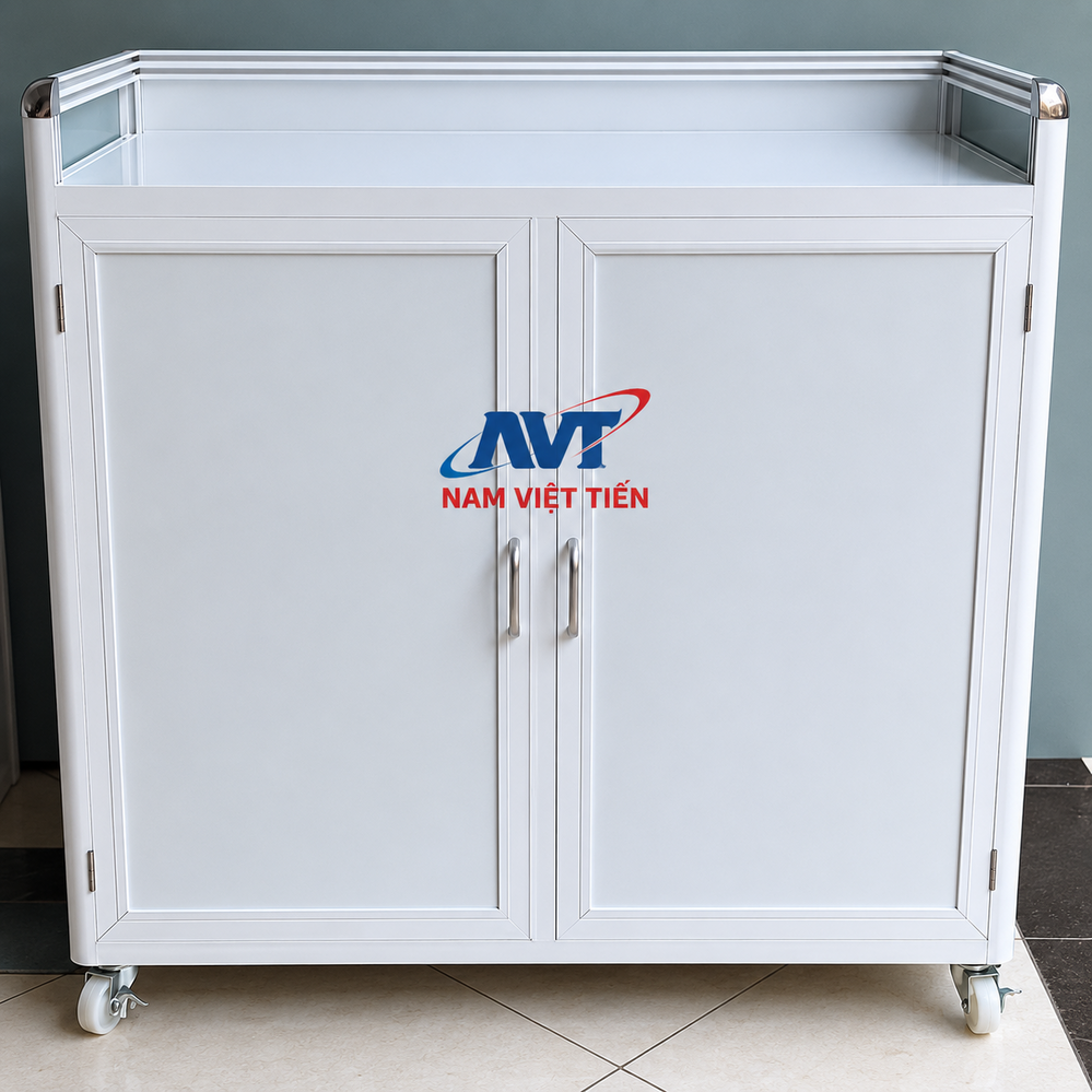 Tủ nhôm màu trắng hai cánh cửa kín