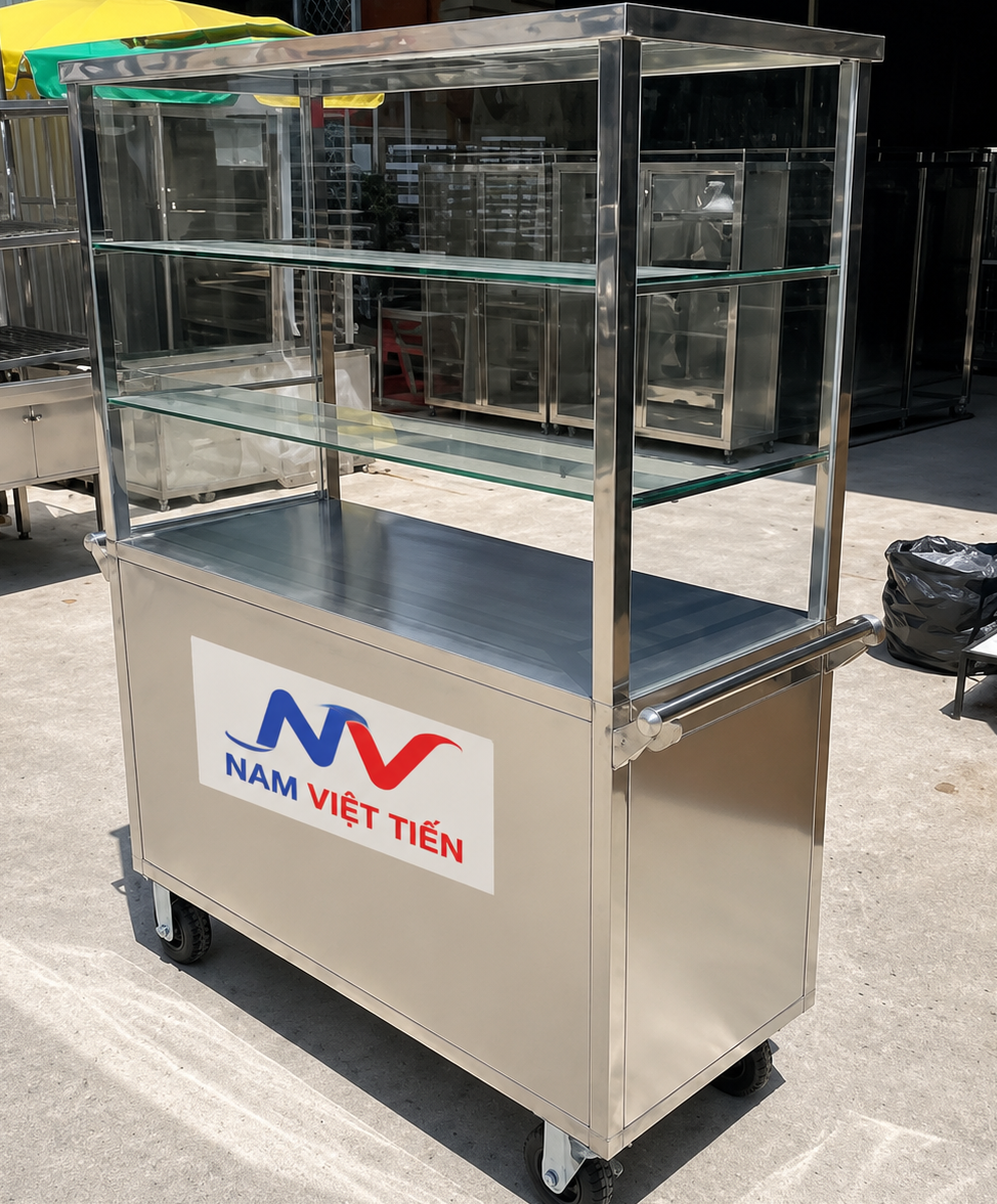 Quầy bán phở inox có kính