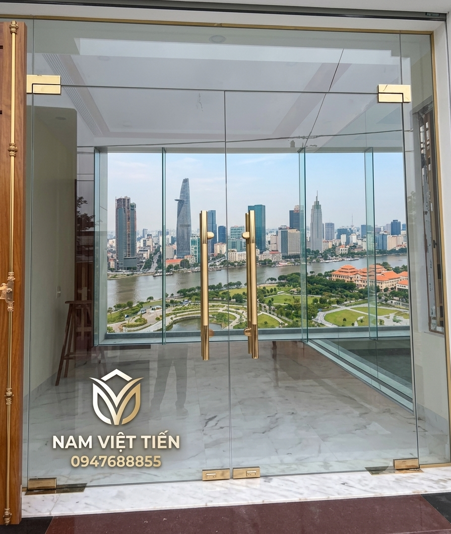 Cửa kính thủy lực hiện đại cho nhà phố tại TPHCM