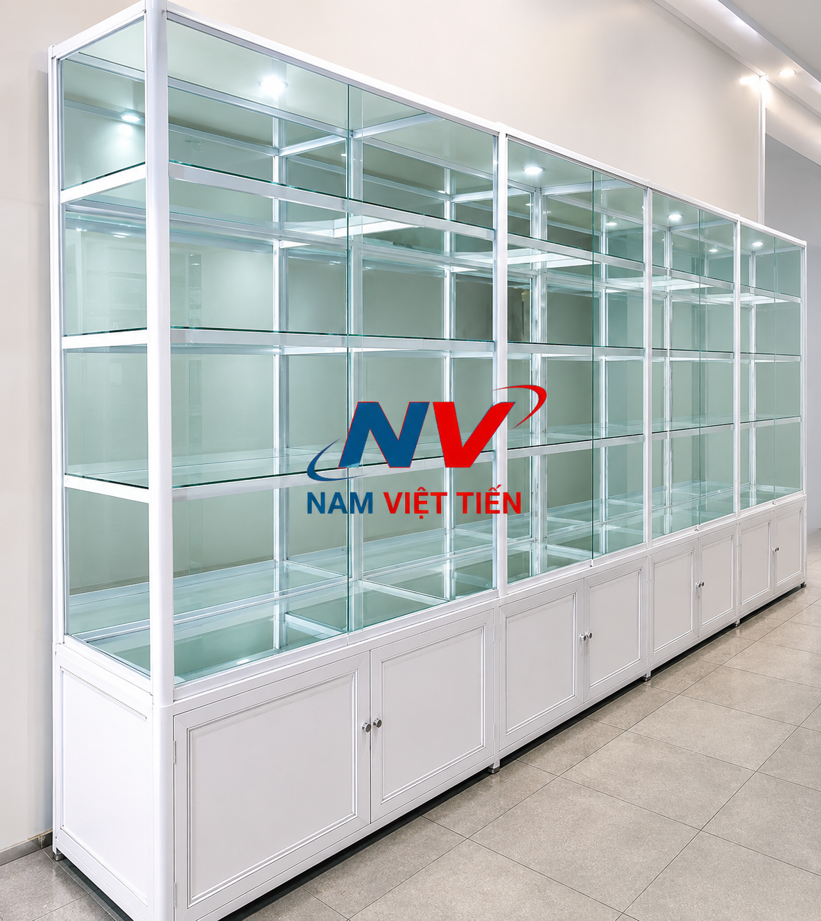 Thi công tủ chén nhôm kính cửa lùa