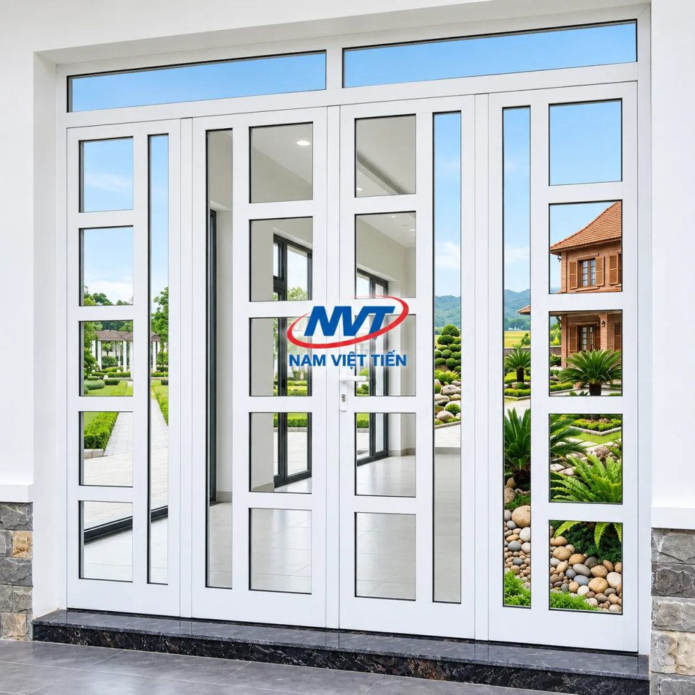 Cửa đi nhôm Xingfa chia ô kính