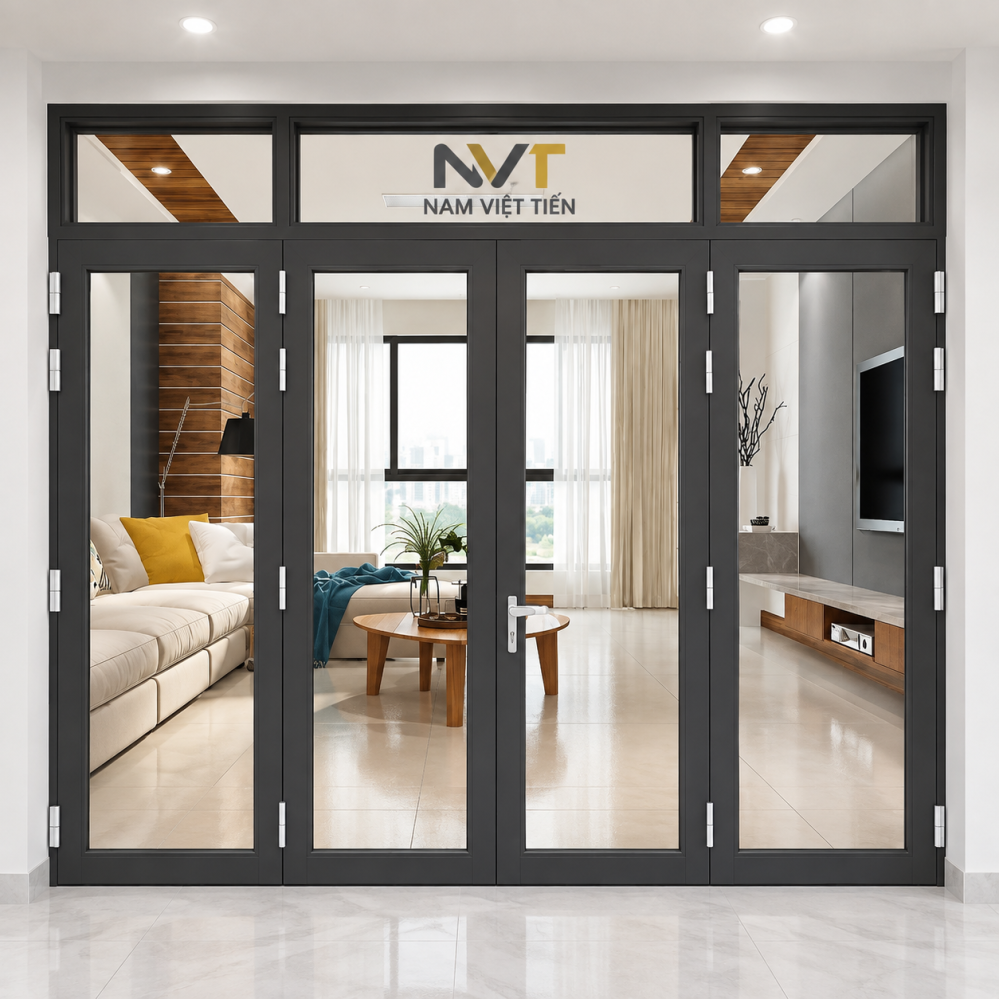 Cửa đi nhôm Xingfa kính trong Cửa đi nhôm Xingfa lắp kính trong