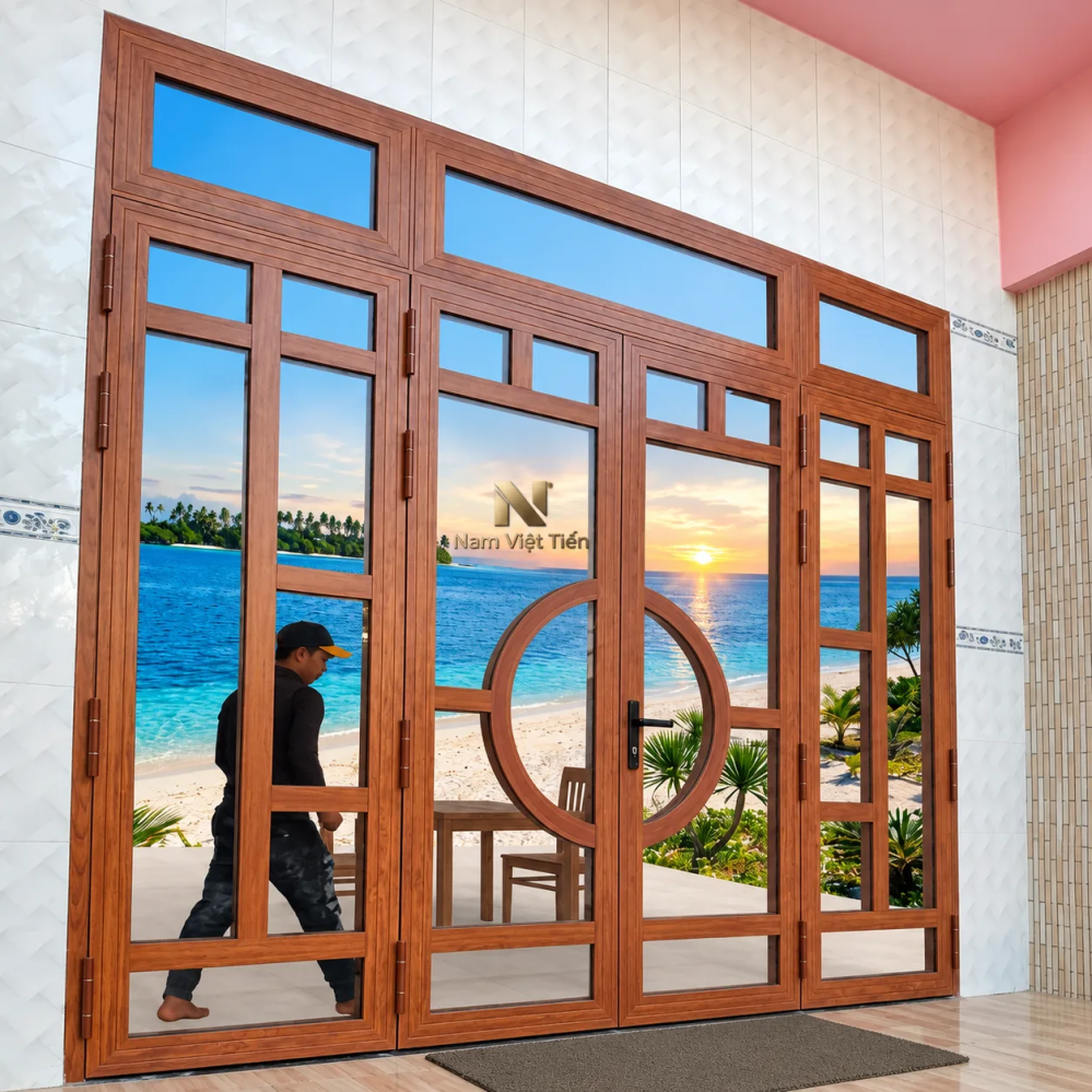 Cửa đi nhôm Xingfa mặt tiền Cửa đi nhôm Xingfa lắp đặt mặt tiền nhà