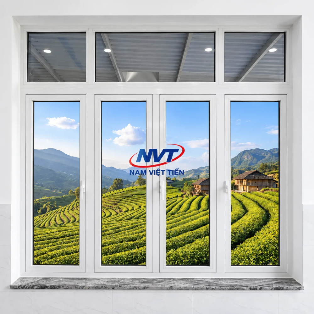 Cửa đi nhôm Xingfa màu trắng