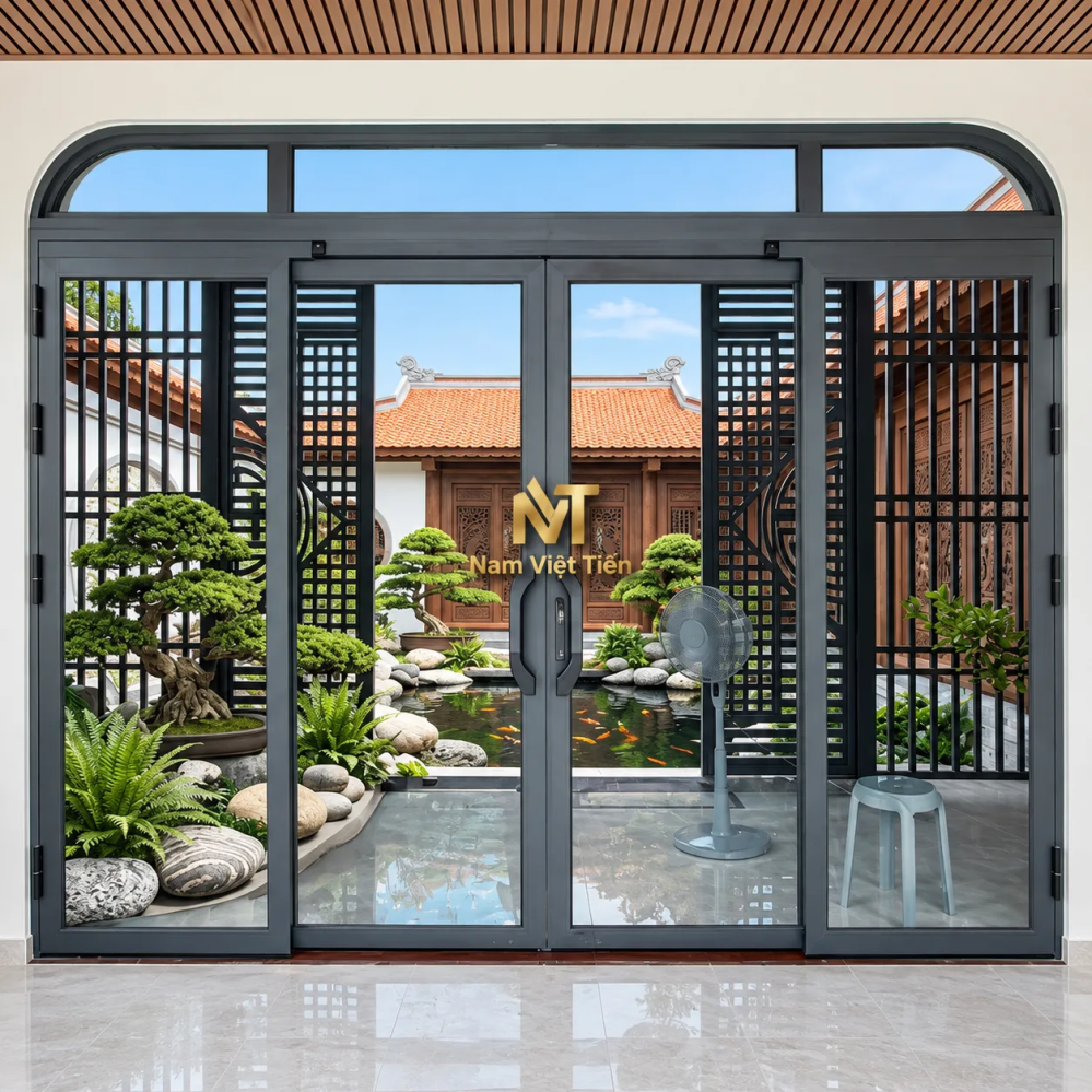Cửa nhôm Xingfa uốn vòm 4 cánh Cửa nhôm Xingfa uốn vòm 4 cánh