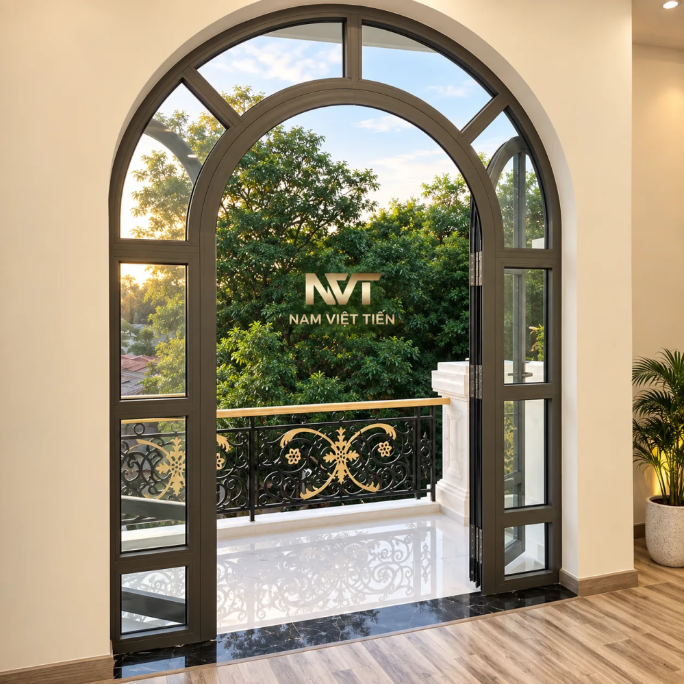 Cửa nhôm Xingfa uốn vòm Cửa nhôm Xingfa thiết kế uốn vòm