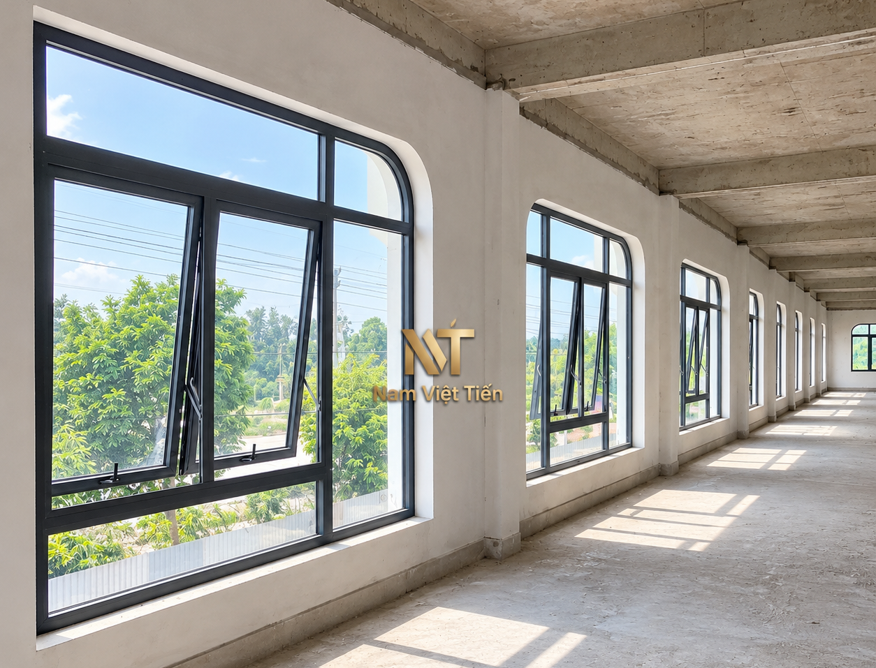 Cửa sổ nhôm Xingfa thiết kế uốn vòm
