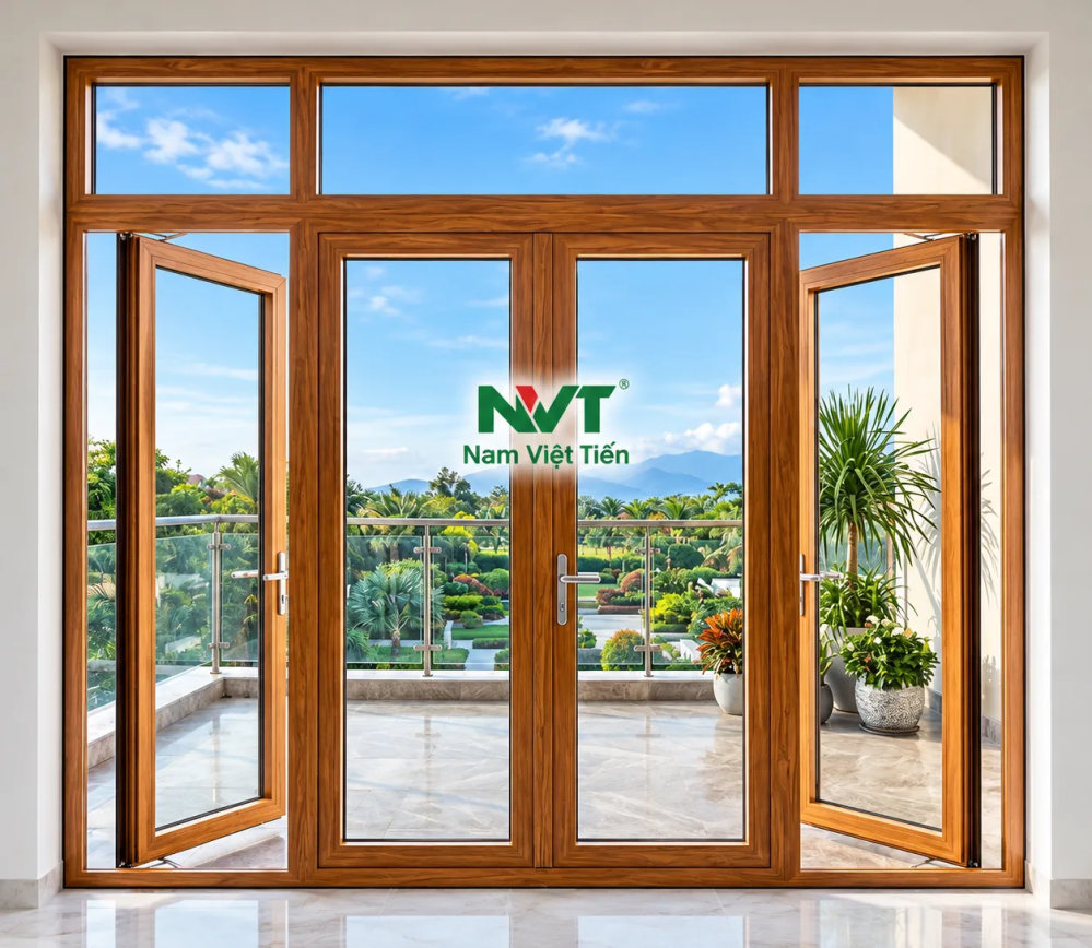 Cửa sổ nhôm Xingfa vân gỗ